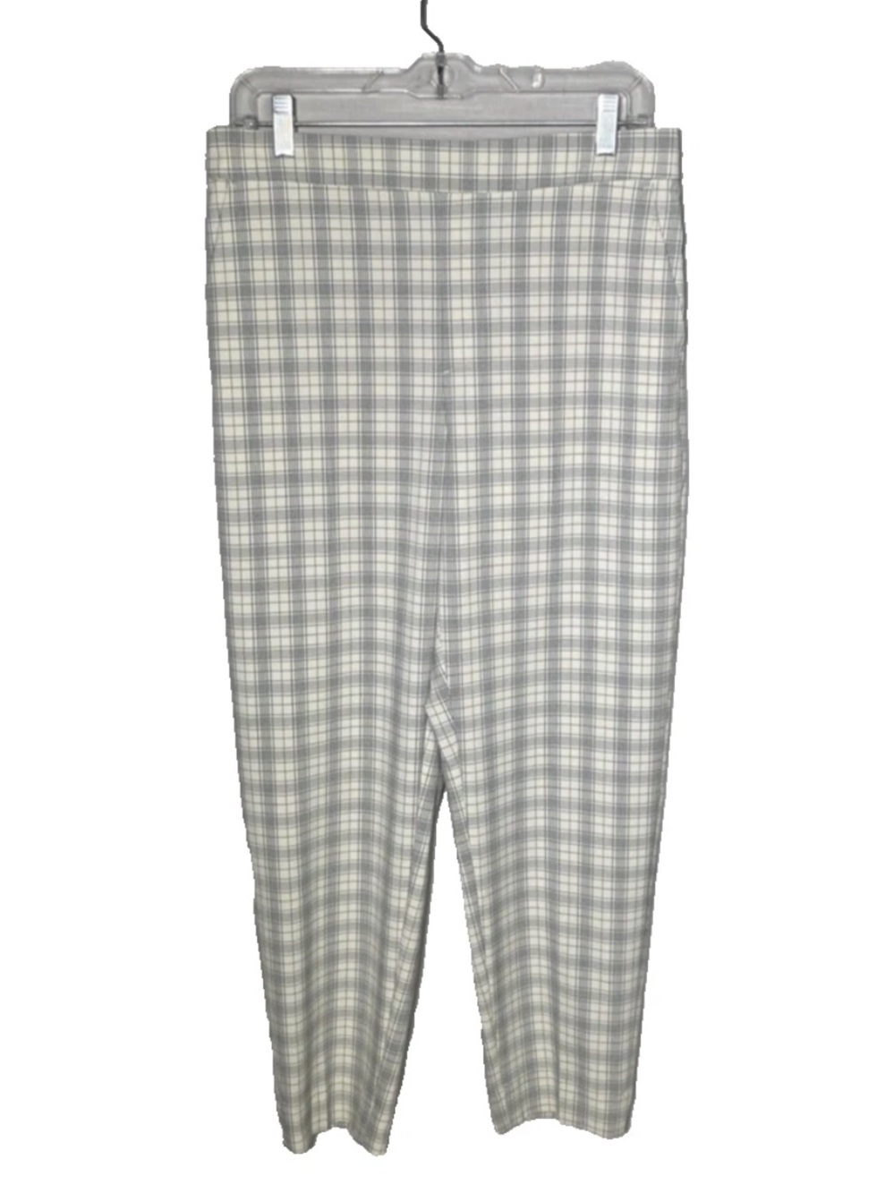 Banana Republic Hayden Pants Pull on Ankle Women's 8 Cream/Gray Plaid NWT $100